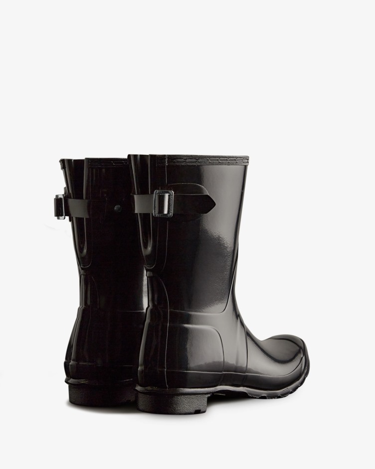 Botas De Chuva De Brilho Ajustáveis ​​​​de Costas Curtas Femininas Hunter Pretas