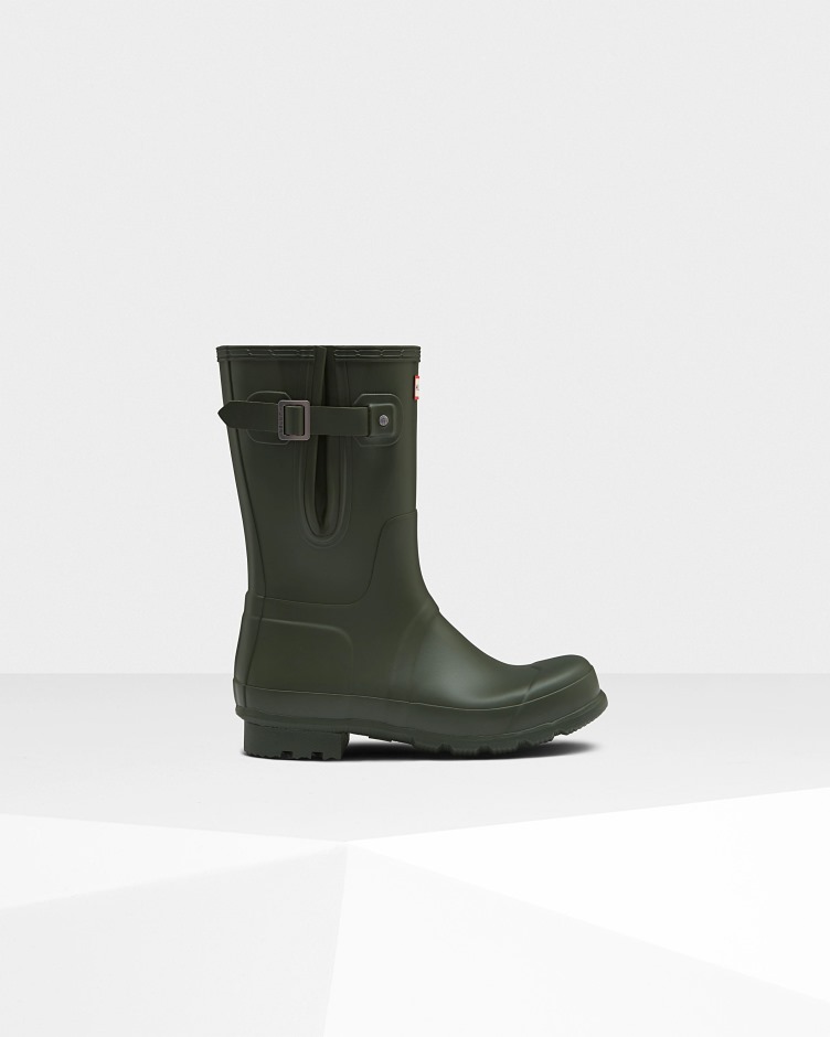 Botas De Chuva Ajustáveis ​​laterais Curtas Masculinas Hunter Azeitona Escura