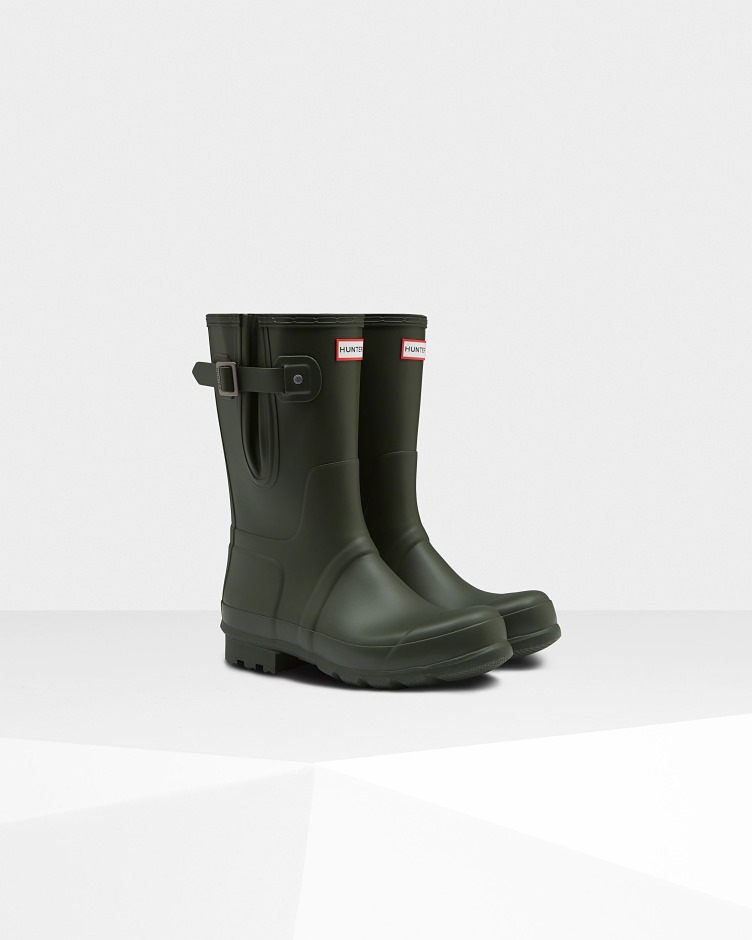 Botas De Chuva Ajustáveis ​​laterais Curtas Masculinas Hunter Azeitona Escura