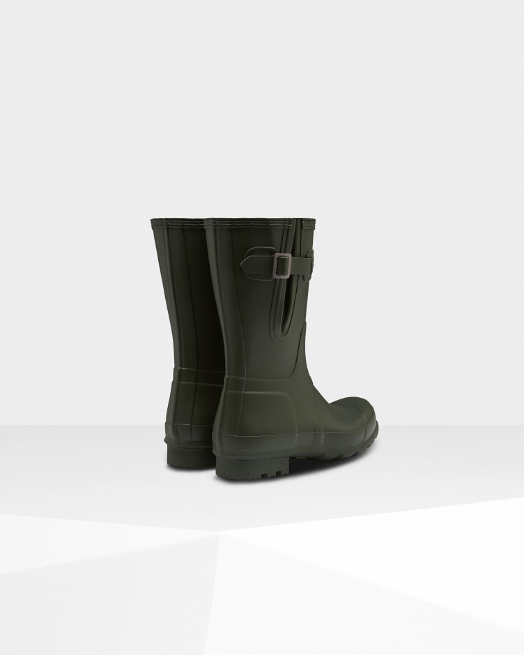Botas De Chuva Ajustáveis ​​laterais Curtas Masculinas Hunter Azeitona Escura