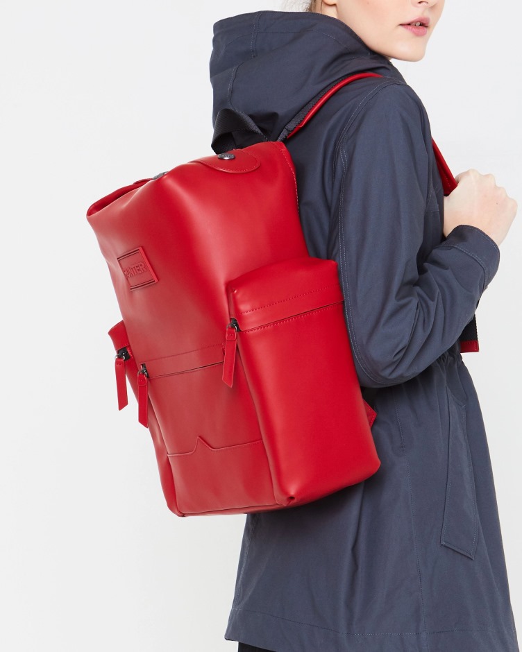 Mochila Hunter Top Clip - Couro Emborrachado Vermelho Militar