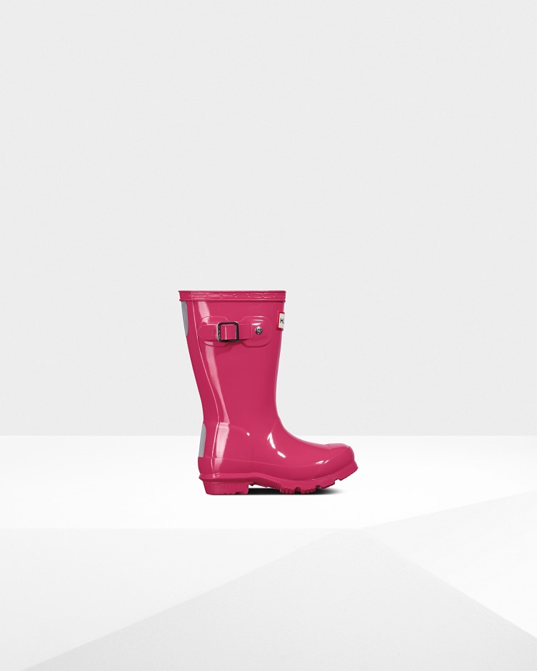 Hunter Original Para Crianças (2-6 Anos) Botas De Chuva Brilhante Rosa Brilhante