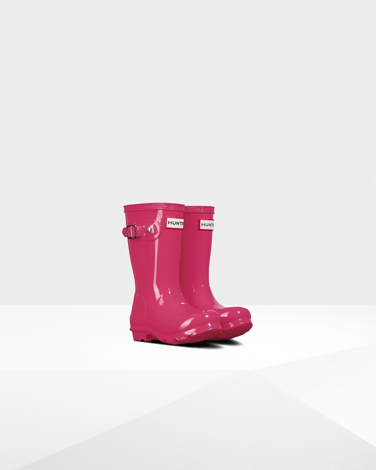 Hunter Original Para Crianças (2-6 Anos) Botas De Chuva Brilhante Rosa Brilhante