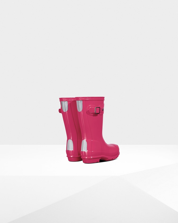 Hunter Original Para Crianças (2-6 Anos) Botas De Chuva Brilhante Rosa Brilhante