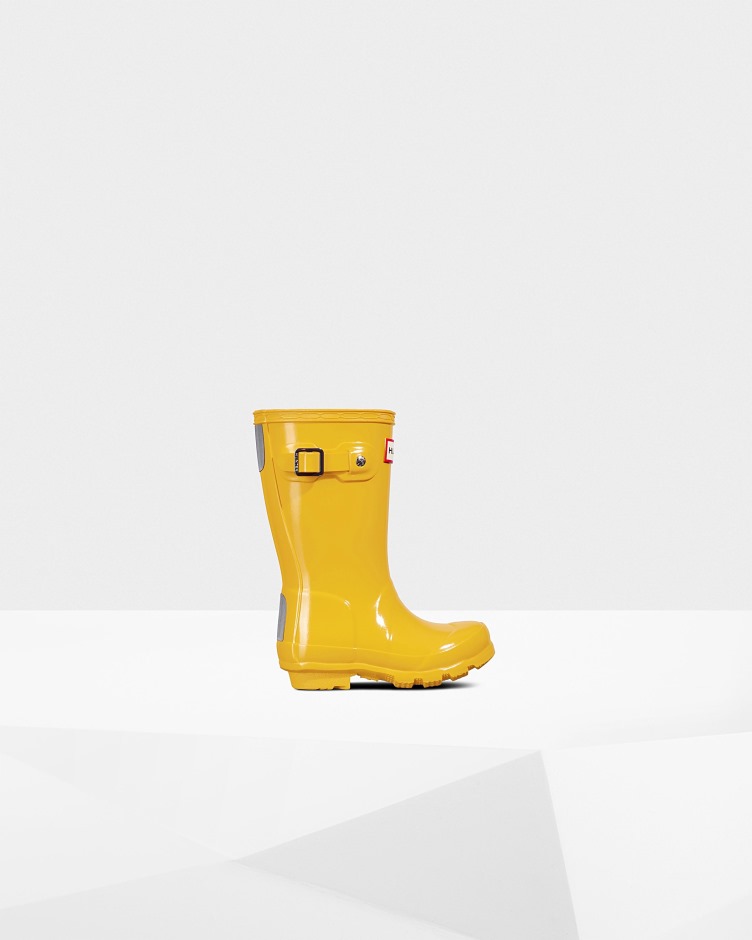 Hunter Original Para Crianças (2-6 Anos) Botas De Chuva Brilhante Amarelo