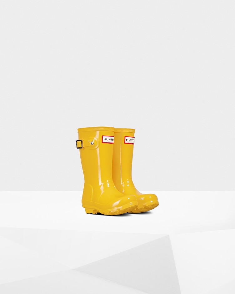 Hunter Original Para Crianças (2-6 Anos) Botas De Chuva Brilhante Amarelo