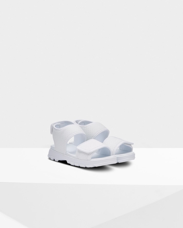 Hunter Para Crianças Grandes (5-9 Anos) Sandália De Caminhada Ao Ar Livre Branca