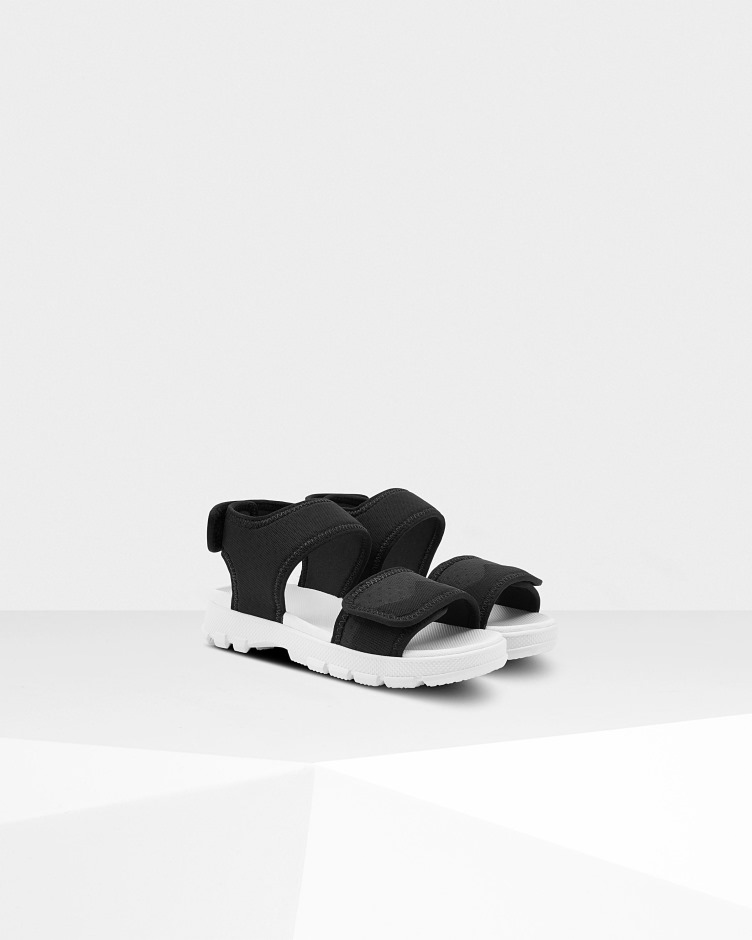 Hunter Para Crianças Grandes (5-9 Anos) Sandália De Caminhada Ao Ar Livre Preta