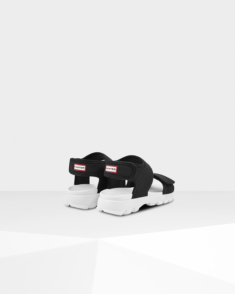 Hunter Para Crianças Grandes (5-9 Anos) Sandália De Caminhada Ao Ar Livre Preta