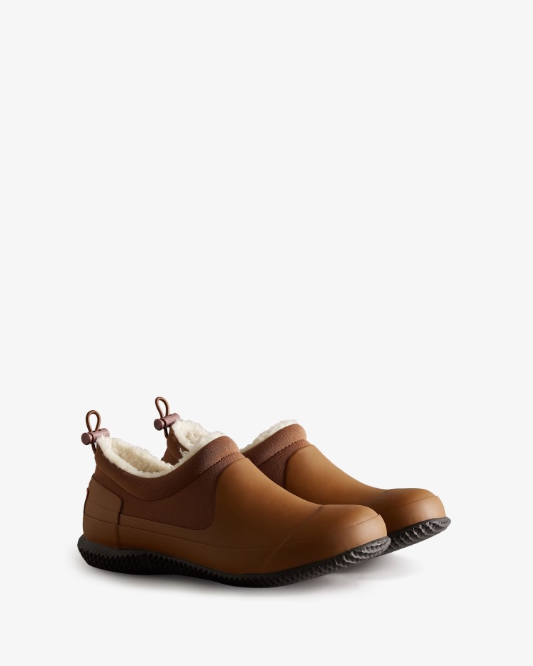 Sapato De Shearling Vegan Isolado Para Mulheres Caçadores, Marrom