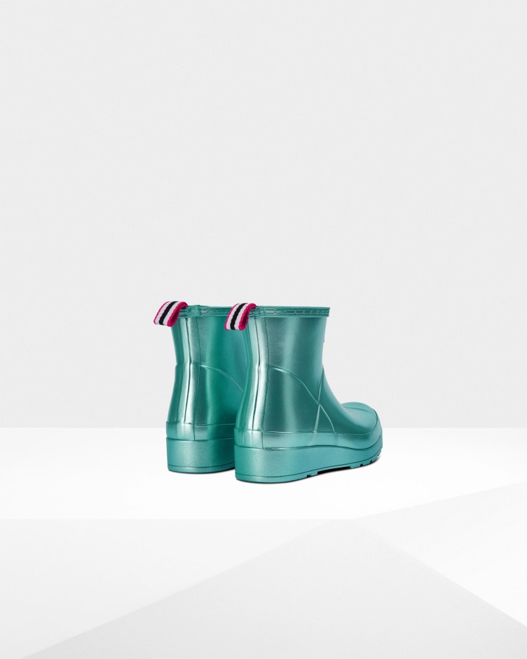 Hunter Feminino Play Botas De Chuva Nebulosa Curtas Abeto Azul