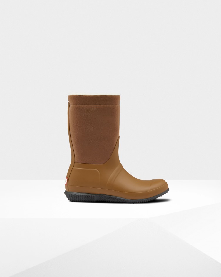 Botas De Shearling Veganas Com Isolamento Para Mulheres Caçadores Espessas Marrom