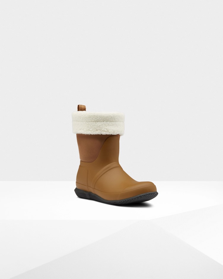 Botas De Shearling Veganas Com Isolamento Para Mulheres Caçadores Espessas Marrom