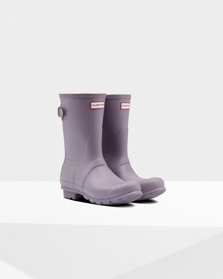 Botas De Chuva Ajustáveis ​​de Costas Curtas Para Mulheres Caçadores Top Roxo