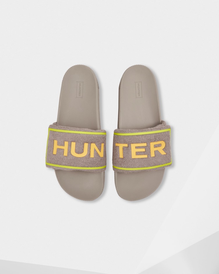 Hunter Masculino Toalha Felpuda Logotipo Slides Ajustáveis ​​punhal Cinza
