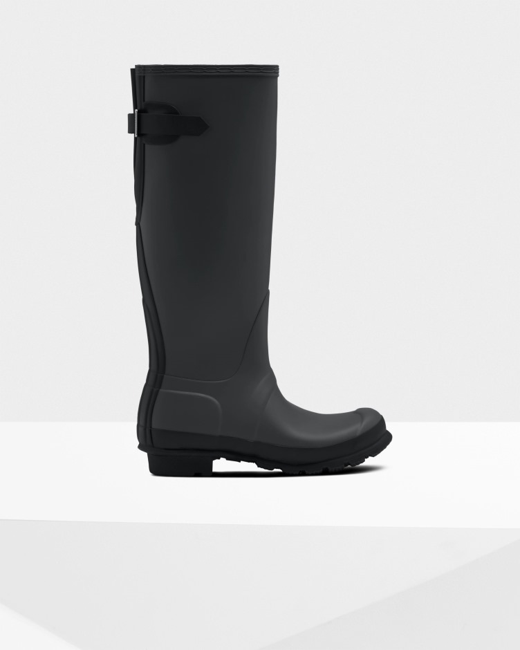 Botas De Chuva De Mulher Hunter Com Costas Altas Ajustáveis ​​luna Cinza-preto