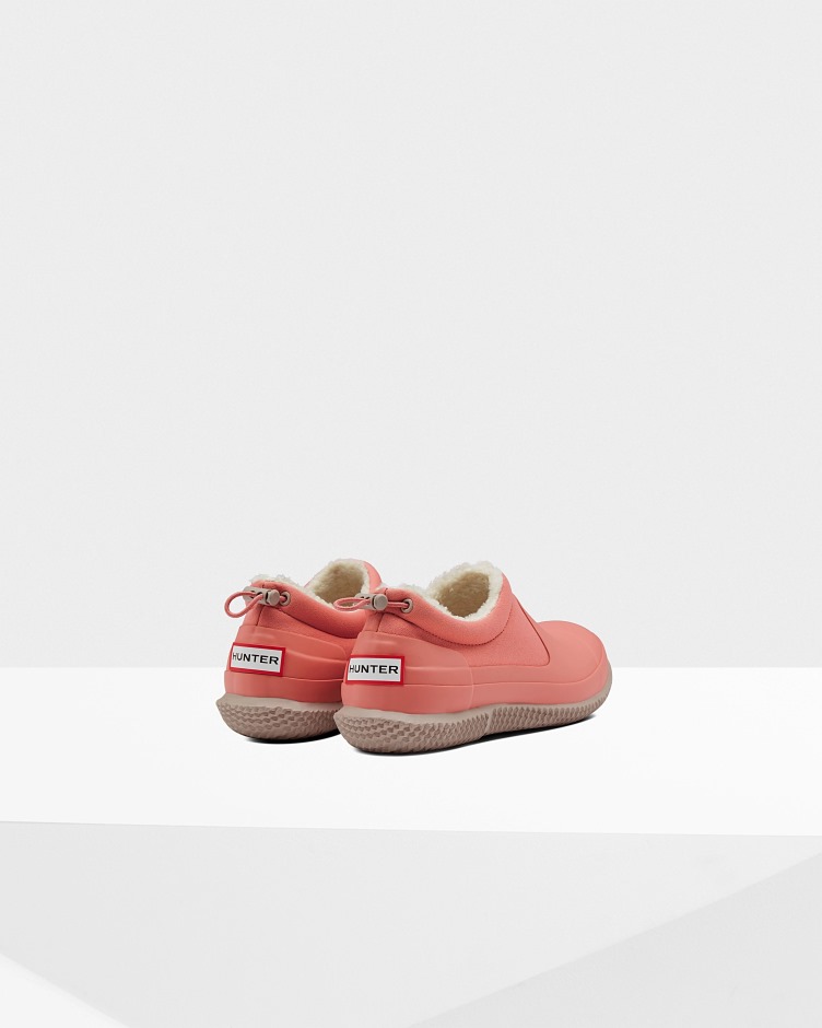 Sapato De Shearling Vegan Isolado Para Mulher Caçador Hibisco Rosa