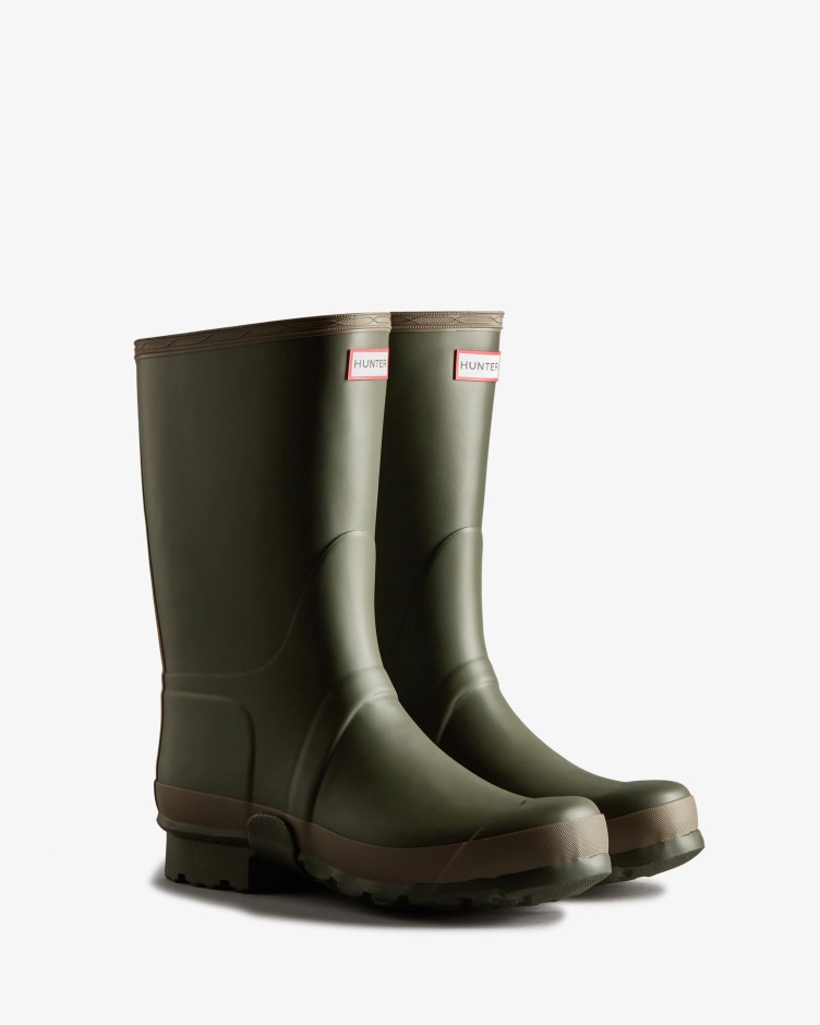 Botas De Chuva Para Homem Caçador Jardineiro Barro Verde-oliva Escuro