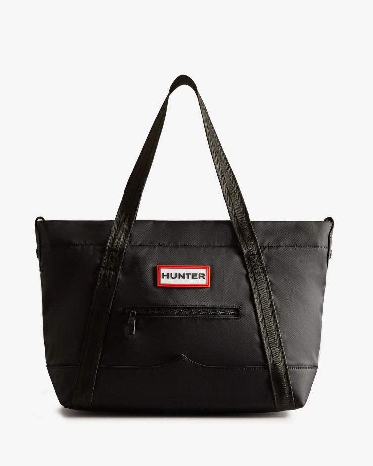 Hunter Nylon Bolsa Tote Clip Top Média Preta