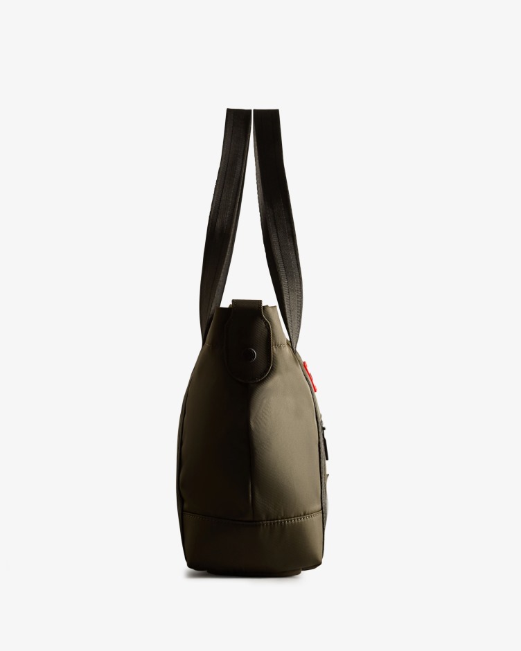 Hunter Nylon Bolsa Tote Clip Top Médio Azeitona Escura
