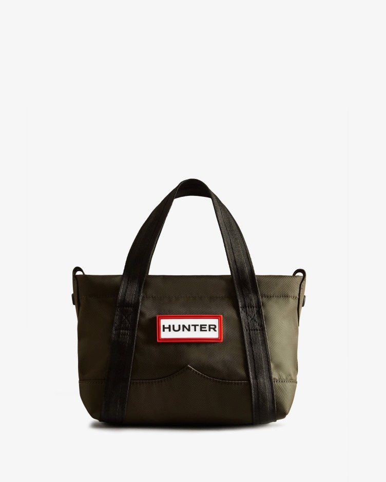 Hunter Nylon Mini Top Clip Tote Bag Azeitona Escura