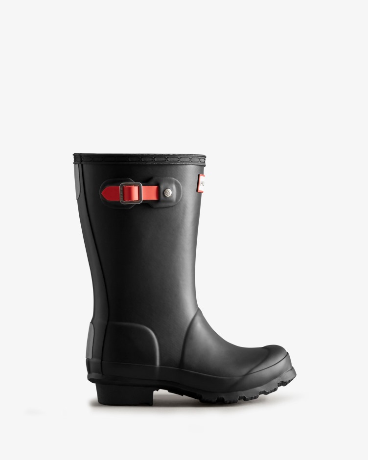Hunter Big Kids (5-11 Anos) Botas De Chuva Isoladas Preto-logo Vermelho