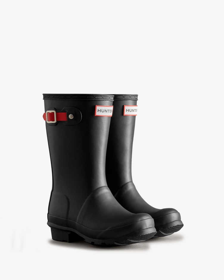 Hunter Big Kids (5-11 Anos) Botas De Chuva Isoladas Preto-logo Vermelho