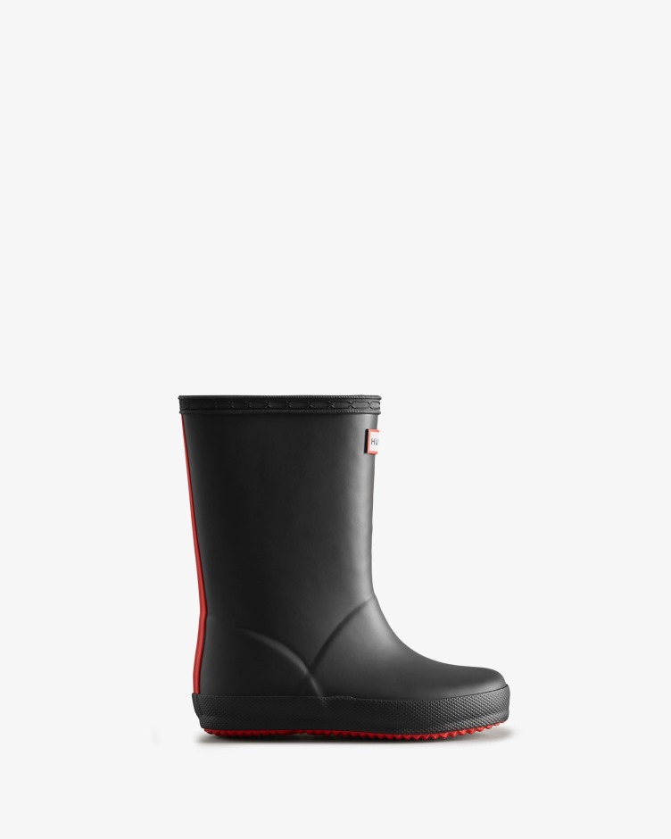 Hunter Kids First (18 Meses-8 Anos) Botas De Chuva Com Isolamento Preto-logo Vermelho