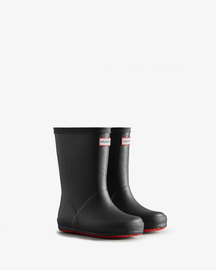 Hunter Kids First (18 Meses-8 Anos) Botas De Chuva Com Isolamento Preto-logo Vermelho