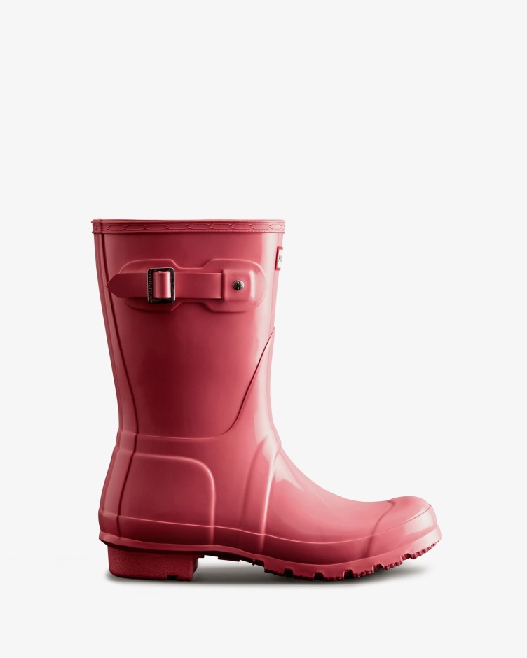 Botas De Chuva De Brilho Curto Original Feminina Hunter Rosa Shiver
