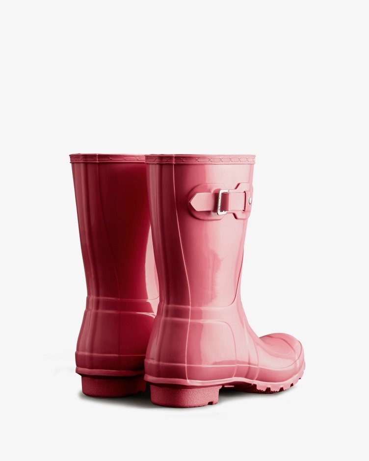 Botas De Chuva De Brilho Curto Original Feminina Hunter Rosa Shiver