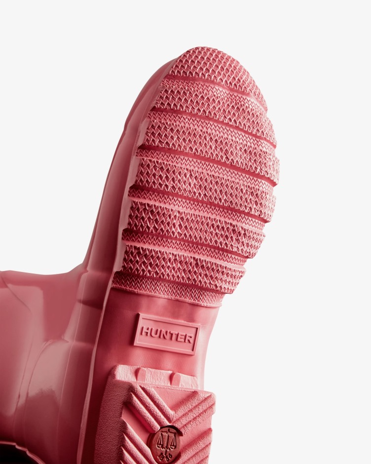 Botas De Chuva De Brilho Curto Original Feminina Hunter Rosa Shiver