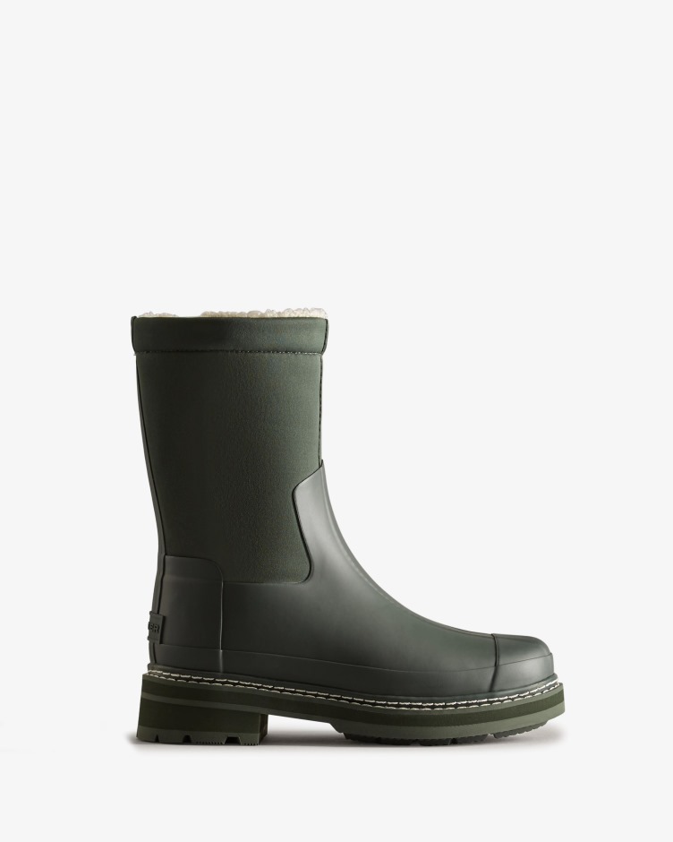 Botas De Shearling Veganas De Malha Refinada Para Mulheres Caçadoras Verde Musgo ártico