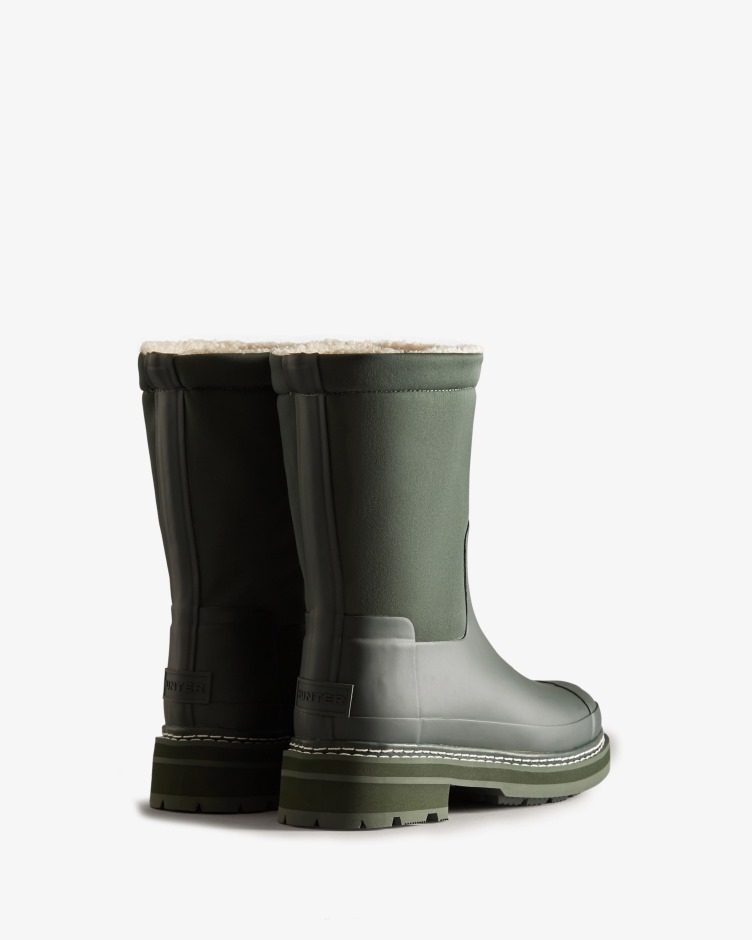 Botas De Shearling Veganas De Malha Refinada Para Mulheres Caçadoras Verde Musgo ártico