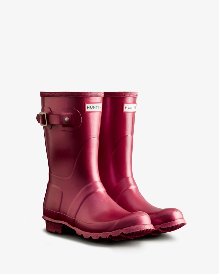Botas De Chuva Curta Femininas Hunter Nebulosa Hayes Borgonha