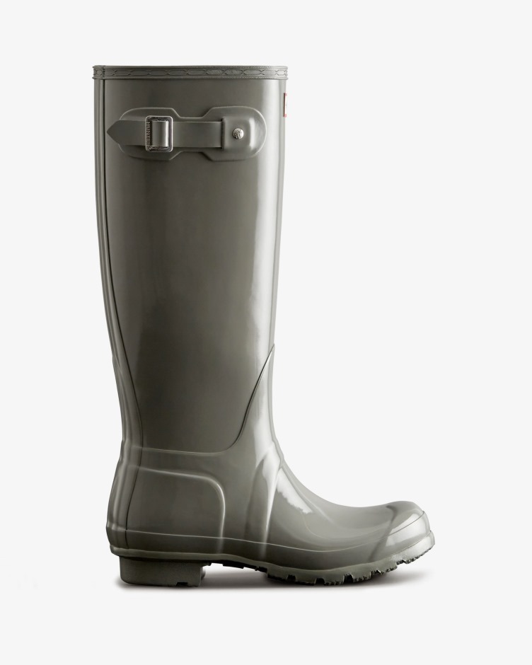 Botas De Chuva De Alto Brilho Originais Para Mulheres Hunter Cinza Docker