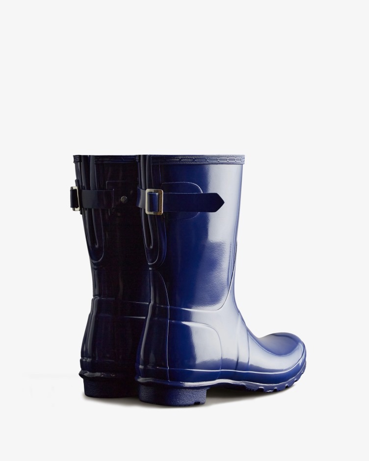 Botas De Chuva De Brilho Ajustáveis ​​​​de Costas Curtas Femininas Hunter Balder Blue