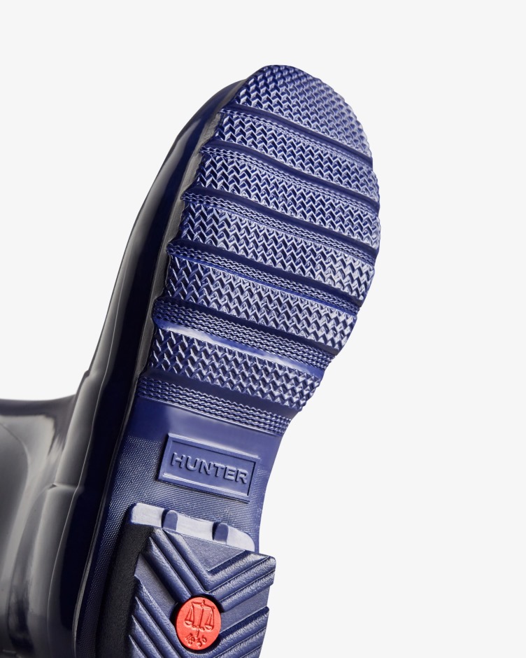 Botas De Chuva De Brilho Ajustáveis ​​​​de Costas Curtas Femininas Hunter Balder Blue