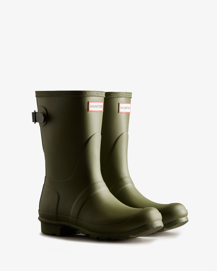 Botas De Chuva Ajustáveis ​​de Costas Curtas Femininas Hunter Ismarken Verde Oliva-artic Musgo