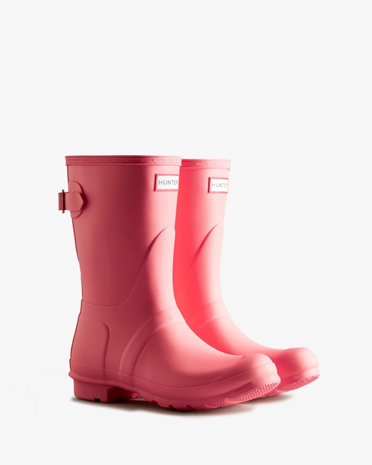 Botas De Chuva Ajustáveis ​​​​de Costas Curtas Femininas Hunter Rosa Shiver