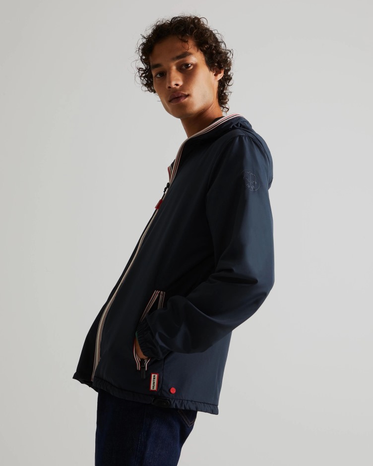 Jaqueta De Couro Leve Reciclada Para Homem Caçador Marinho