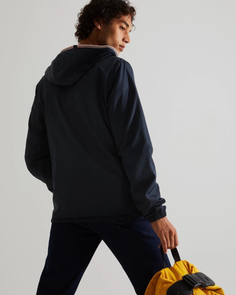 Jaqueta De Couro Leve Reciclada Para Homem Caçador Marinho