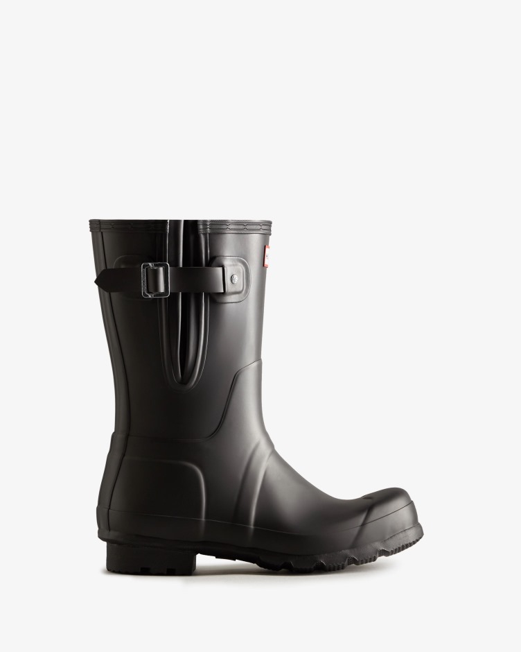 Botas De Chuva Ajustáveis ​​laterais Curtas Masculinas Hunter Pretas
