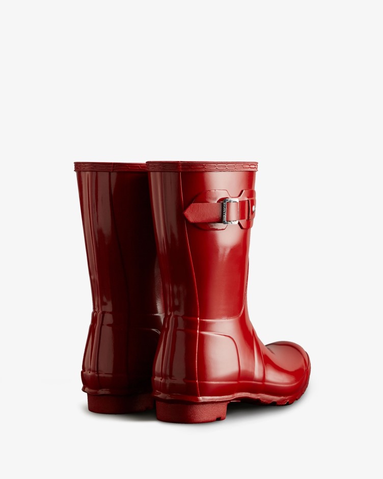 Botas De Chuva Originais De Brilho Curto Feminino Hunter Vermelho Militar