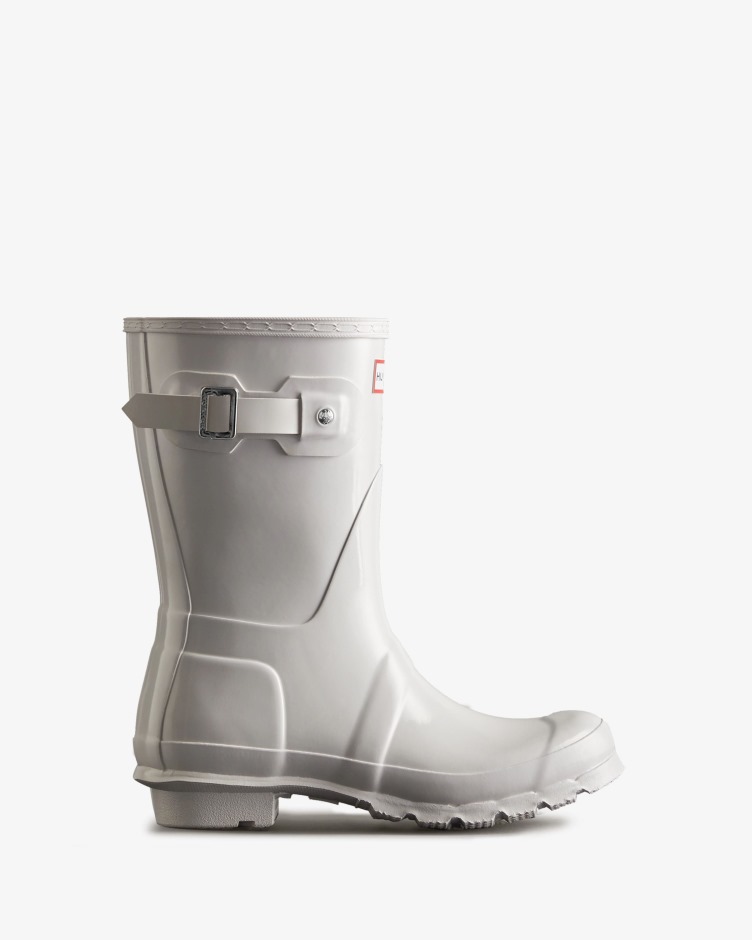 Botas De Chuva Originais De Brilho Curto Feminino Hunter Branco