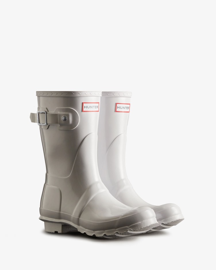 Botas De Chuva Originais De Brilho Curto Feminino Hunter Branco
