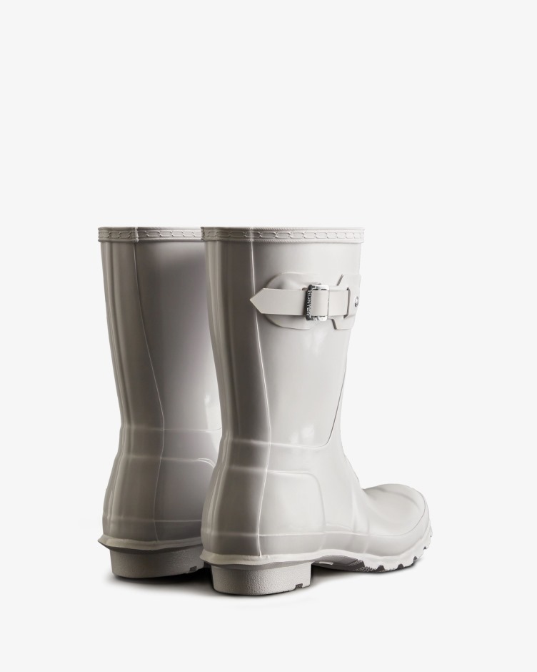 Botas De Chuva Originais De Brilho Curto Feminino Hunter Branco