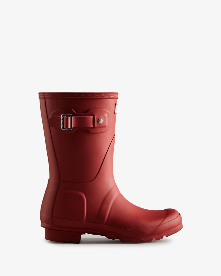 Botas De Chuva Curtas Originais Femininas Hunter Vermelho Militar