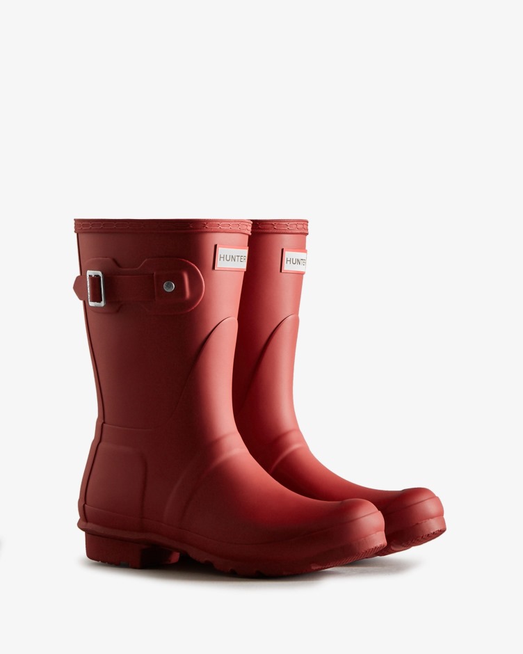 Botas De Chuva Curtas Originais Femininas Hunter Vermelho Militar