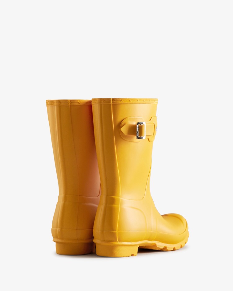 Botas De Chuva Curtas Originais Femininas Hunter Amarela